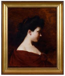 HIERLE Louis 1855-1906,Profile Portrait of a Beauty in Red,1903,Brunk Auctions US 2020-12-05