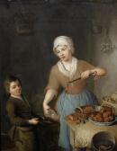 hieronymous van der my 1687-1761,A maid and a boy weighing hazelnuts,1756,Bonhams GB 2015-10-28
