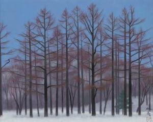 HIGASHIYAMA Kaii 1908-1999,Grove in winter,1958,Mainichi Auction JP 2024-02-03