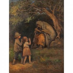 HIGGINS Eugene,children and robed figure under a tree,Butterscotch Auction Gallery 2023-11-19