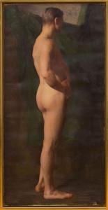 HIGGINS IRENE,STANDING MALE NUDE WITH HANDS ON HIP,Stair Galleries US 2016-09-24