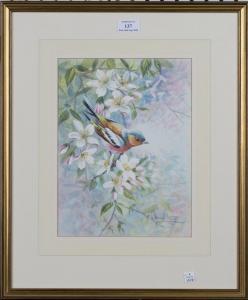 HIGGS Warwick 1956,Chaffinch among Spring Blossom,Tooveys Auction GB 2020-09-16