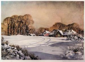 HILDER Rowland 1905-1993,Winter snow scene with farmhouse and barns,Canterbury Auction GB 2018-07-31