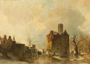 HILGERS Carl 1818-1890,Kasteel Doornenburg im Winter,1870,Van Ham DE 2024-01-30