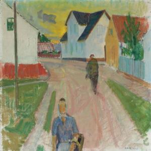 HILKIER Knud Ove 1884-1953,Landscape of village with figures,Bruun Rasmussen DK 2016-10-31
