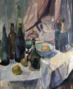 HILKIER Knud Ove 1884-1953,Stillleben mit Wein- und Sektflaschen,1926,Peter Karbstein DE 2023-03-04