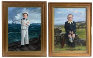 HILL Ernest F,Two portraits of young boys, one dressed in a sail,Anderson & Garland 2021-12-12