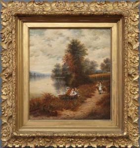 HILL Howard 1840-1890,River Landscape with Children at Play,Wiederseim US 2019-05-11