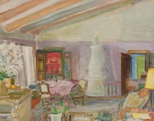 HILL Jerome 1905-1972,Interior with a Man Writing,William Doyle US 2019-04-10