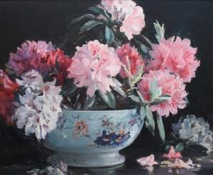 HILL Nina 1877-1970,Still life with rhododendrons in a bowl,Woolley & Wallis GB 2023-12-13
