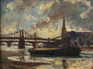 HILL Philip Maurice 1892-1952,River landscape with a bridge and factory beyond,Halls GB 2023-05-07