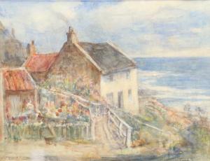 HILL Rowland Henry 1873-1952,North East coastal cottage on headland,Tennant's GB 2018-09-22