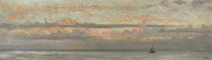 HILL Thomas 1829-1908,Boat on calm seas at dusk,Bonhams GB 2016-04-12