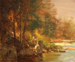 HILL Thomas 1829-1908,Fisherman by a stream,Bonhams GB 2012-08-07