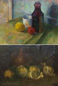 HILLARD RICHARDSON E,Still Life Study of Lemons and Stoneware Jug,1900,Keys GB 2010-08-06