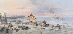 HILLER Heinrich 1865-1894,Die Bucht von Neapel mit Blick auf den Vesuv,Kastern DE 2019-09-21
