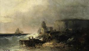 HILLER Heinrich 1846-1912,Küstenlandschaft mit stürmischer See,Scheublein Art & Auktionen 2021-09-24