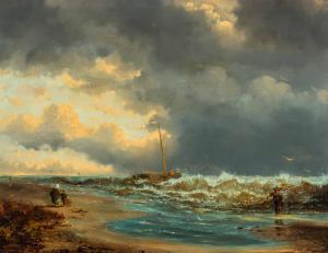 HILLEVELD Adrianus David 1838-1869,Beach view at dusk,1856,AAG - Art & Antiques Group NL 2018-06-18