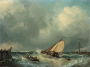 HILLEVELD Adrianus David 1838-1869,Shipping off the Coast in Stormy Wate,AAG - Art & Antiques Group 2022-07-04