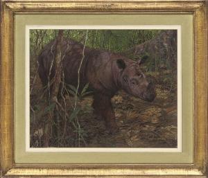 HILLIER Matthew 1958,A rhino in a forest,1986,Christie's GB 2008-11-18