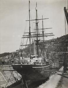 HILLSDON W,A view of the Terra Nova in a drydock in Lyttelton,1910,Bonhams GB 2012-03-30