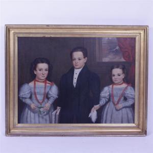 HILLYER WILLIAM,Philadelphia 1835 portrait of three children,1835,Ripley Auctions 2016-04-09
