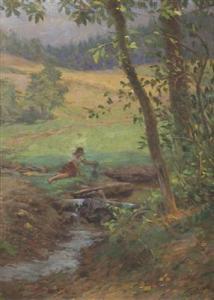 HILSER Theodor 1866-1930,Girl by a Stream,Palais Dorotheum AT 2018-11-24