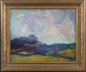 HILTON Roy,Post impressionist style landscape with heavy text,Dargate Auction Gallery 2007-04-27