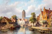 HILVERDINK Eduard Alexander 1846-1891,Gezicht op de stad Oudewater,1887,Venduehuis NL 2016-06-25