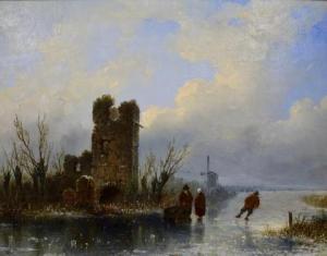 HILVERDINK Johannes 1813-1902,Een winterdag met figuren op het ijs,1849,Venduehuis NL 2021-07-04