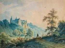 HILVERDINK Johannes 1813-1902,Paysage au château animé,1836,Marambat-Camper FR 2021-06-23
