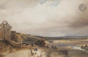 HIMELY Sigismond 1801-1872,La vallée de la Seine de la terrasse de Saint-Germ,1833,Ader 2020-05-29