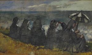 HINCHLIFF W 1800-1800,nuns at the seashore,1959,Burstow and Hewett GB 2018-02-22