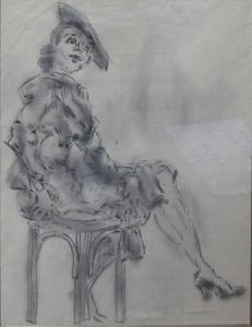 HINRICHSEN Kurt,Femme assise au chapeau,Gautier-Goxe-Belaisch, Enghien Hotel des ventes 2020-05-06