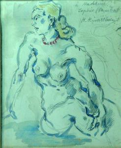 HINRICHSEN Kurt 1901-1963,Femme au collier rouge,Siboni FR 2020-09-27