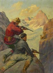 HINTON Walter Haskell 1886-1980,Shooting Bighorn Sheep,Swann Galleries US 2020-07-16