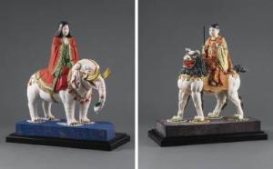 HIRANO Fuzan 1911,Chigo Monju; Chigo Fugen (set of 2),Mainichi Auction JP 2023-04-29