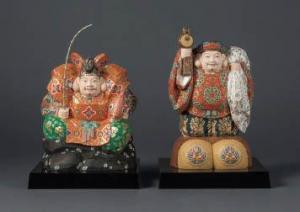 HIRANO Fuzan 1911,Ebisu and Daikoku figure (a set of 2),Mainichi Auction JP 2024-02-03