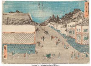 HIROSHIGE Ando 1797-1858,Night View Kasumigaseki, from Famous Places in Edo,Heritage US 2017-12-09