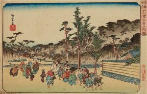 HIROSHIGE Ando 1797-1858,Short samurai procession and other visitors on the,Lempertz DE 2016-06-11