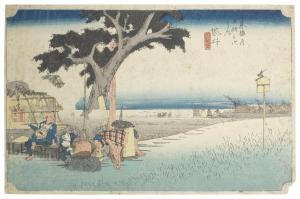 HIROSHIGE Ando 1797-1858,Traveller taking a rest in a dechaya,Bonhams GB 2015-05-14