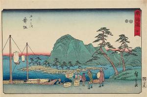 HIROSHIGE Ando 1797-1858,Travellers loading their packs onto a boat,Lempertz DE 2016-06-11