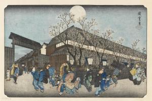 HIROSHIGE Ando 1797-1858,Yoshiwara Nakanocho yozakura,1836,Bonhams GB 2014-03-19
