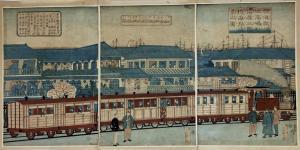HIROSHIGE III Utagawa 1843-1894,A Station, possibly Yokohama,1870,Reeman Dansie GB 2024-01-07