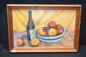 Hirrell Patrick,still-life of fruit in a bowl and a bottle of wine,Anderson & Garland GB 2018-08-08