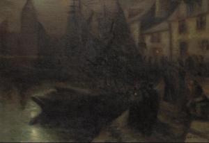 HIRSCHFELD Emil Benediktoff 1867-1922,Clair de lune dans le port de Concarneau,Ader FR 2021-10-21