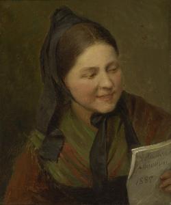 HIRSCHFELDER Salomon 1832-1903,Bauernmädchen beim Lesen eines Briefes,Neumeister DE 2009-04-22