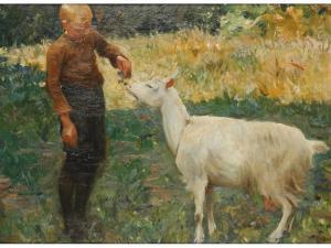 HIRSCHIG Anton 1867-1939,Boy with a goat,Duke & Son GB 2014-04-10