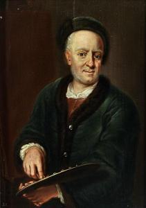 Hirschmann Johann Leonhard 1672-1750,SELBSTPORTRAIT MIT PALETTE,Hampel DE 2019-06-27