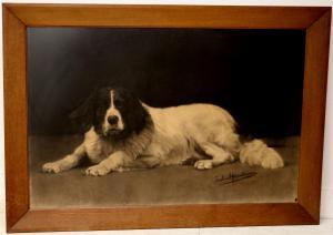 HIRSCHMANN Sophie 1871-1937,Een liggende hond, mogelijk een Landseer,Venduehuis NL 2016-04-13